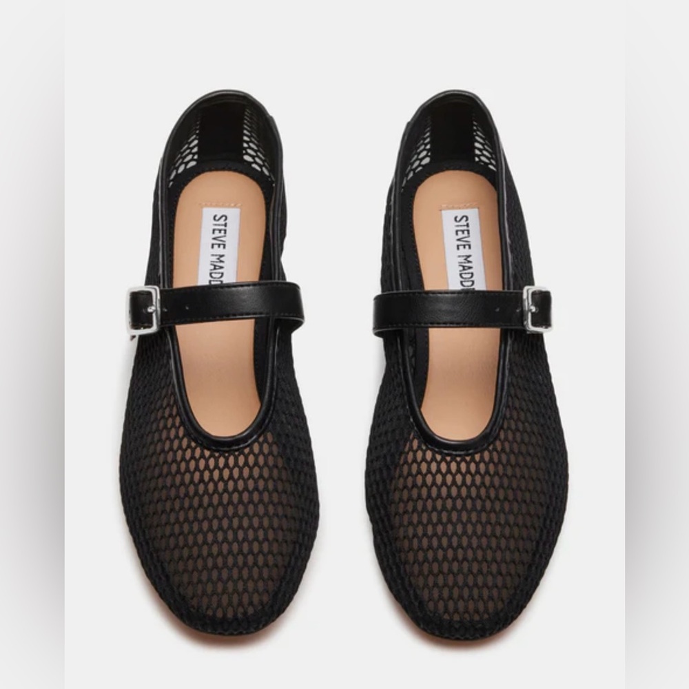 Steve Madden Black Mesh Dreaming Ballet Flats